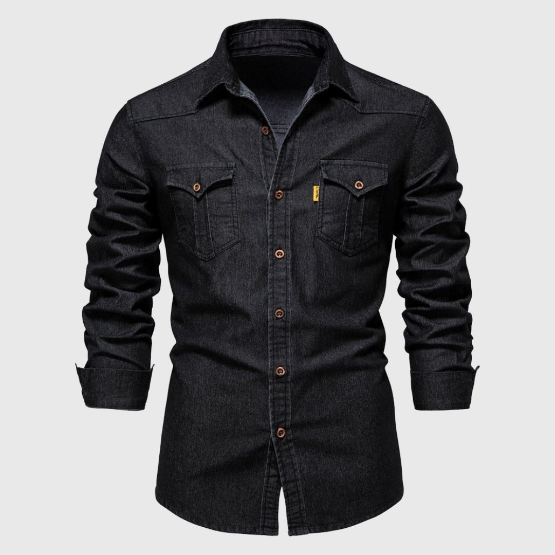 Herren Langarm Hemd | Schwarz